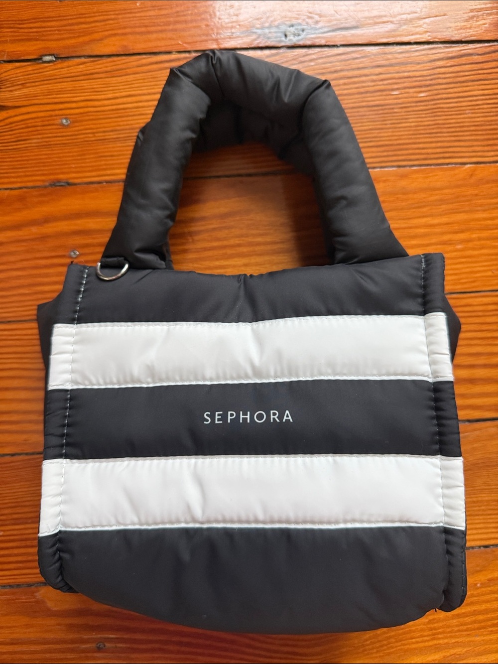 Sephora Black and White Puffer Stripe Tote